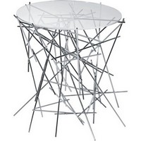 photo Alessi-Blow up Coffee table with chromed steel base and glass top 1